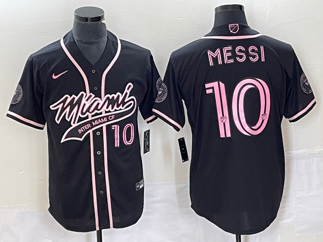 Men's Inter Miami CF #10 Lionel Messi Black Cool Base Stitched Jersey Men's Inter Miami CF #10 Lionel Messi Black Cool Base Stitched Jersey